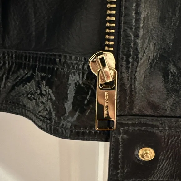 Michael Kors Crinkled Patent Leather Moto Jacket 595 NWT Jackets Coats
